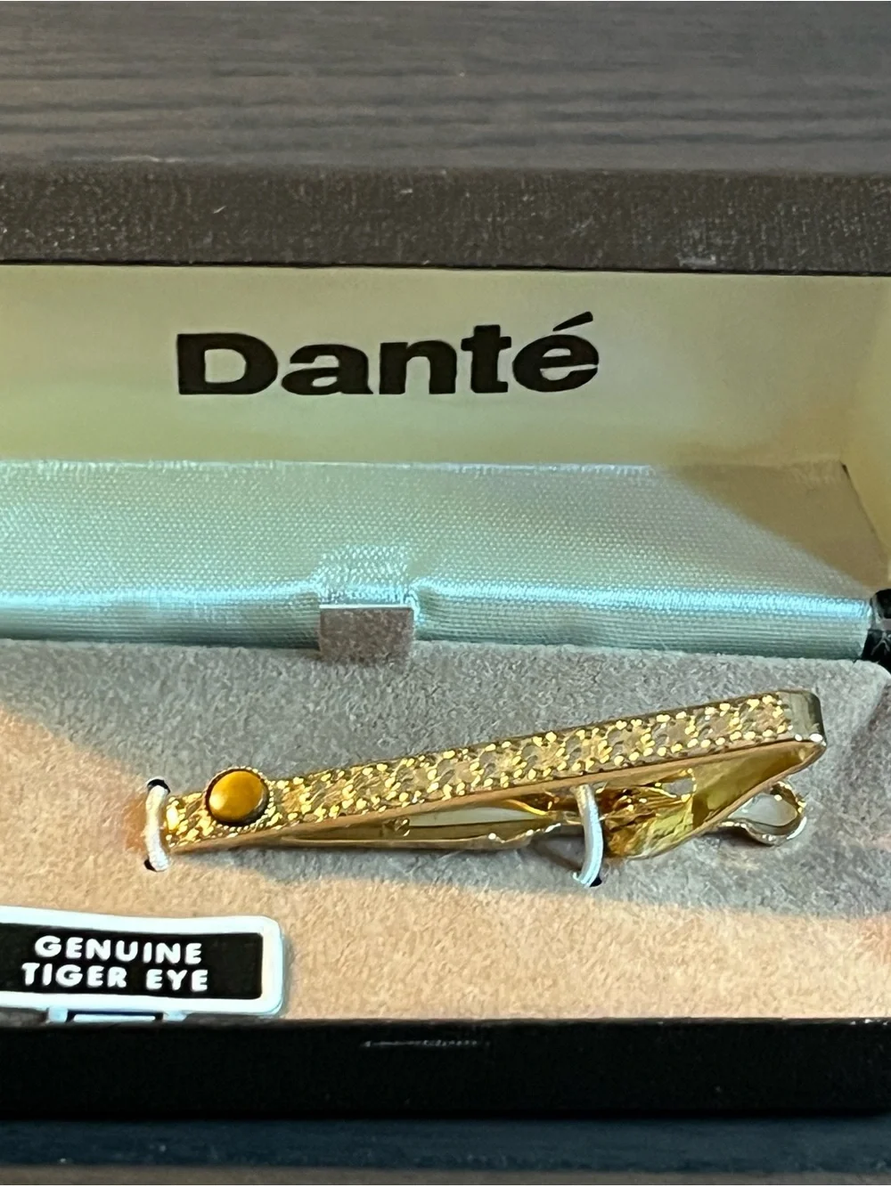 Gold Tie Clip with Tiger Eye Accent